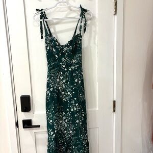 Reformation Green Floral Midi Dress